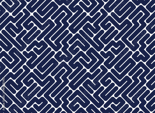 Labyrinth geometric vector seamless pattern, vector abstract background of a logic maze, rectangle lines geometrical endless wallpaper design.