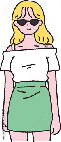 Stylish Woman Wearing Sunglasses Cartoon Illustration