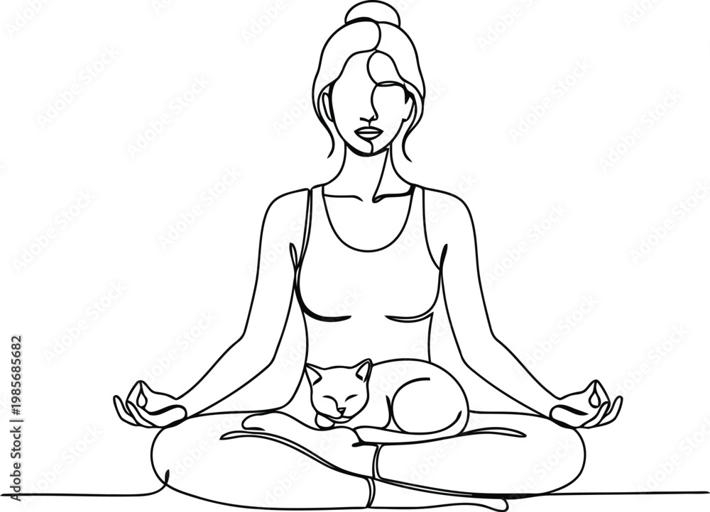 Obraz premium Serene woman meditating in lotus pose with calm expression