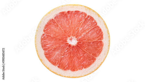 Foto Juicy pink grapefruit slice with textured segments, isolated on transparent back