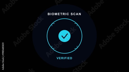 Biometric Fingerprint Scan Interface with Scanning Animation on Dark Background
