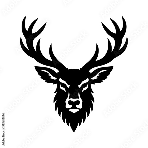 Logotipo con la silueta de la cabeza de un ciervo visto de frente, al estilo clásico de los emblemas medievales