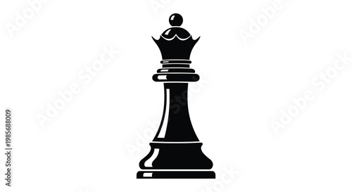A striking black chess queen stands prominently against a white background a captivating silhouette high quality professional detailed