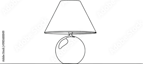 Elegant outline of a modern table lamp with a classic shade