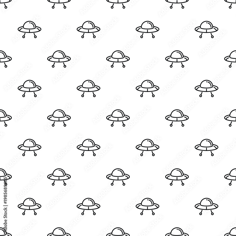 Obraz premium Flying saucer alien spacecraft creating a seamless pattern background