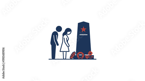 People Mourning at a War Memorial