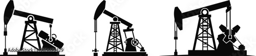 oil pump jack icon silhouette on white background