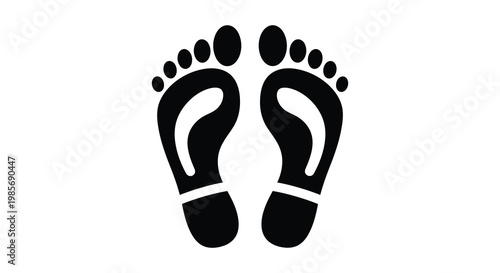 Tableau sur toile A pair of black footprints are prominently displayed on a stark white background