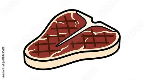 Grilled Steak Meat Illustration.