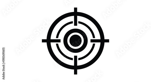 A black target with concentric circles and crosshairs is prominently displayed a bold silhouette high quality professional detailed