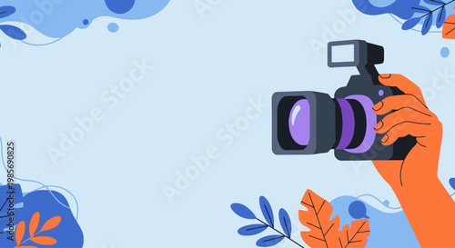 Camera Reporter Press Freedom Day Flat Vector Banner