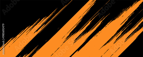 orange black brush Car sticker wrap pattern banner abstract sporty lines black orange color combination grunge brush modern pattern racing motorsport vector design, Eps 10.