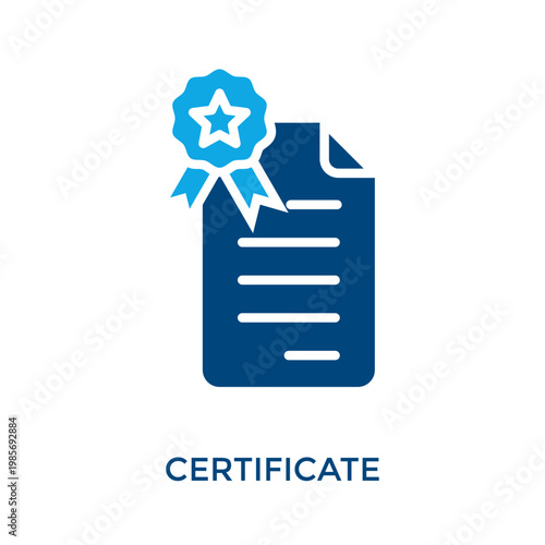 Certificate Icon Dual Tone Style. Vector Illustration For Graphic Design