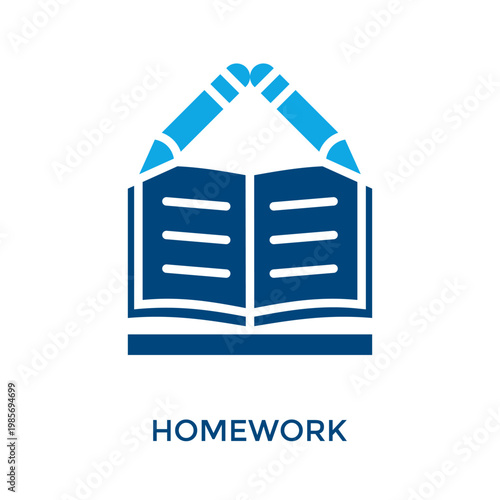 Homework Icon Dual Tone Style. Vector Illustration For Graphic Design