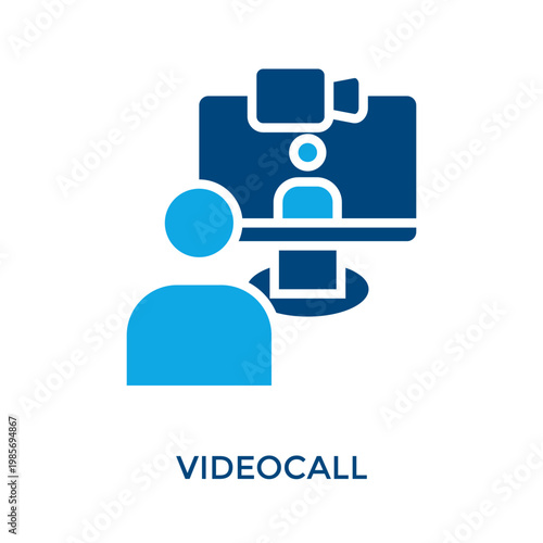 Videocall Icon Dual Tone Style. Vector Illustration For Graphic Design