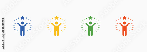 Confidence Icon Set Color Multiple Style Collection Element For Design