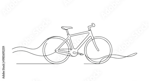 Continuous line drawing of a bicycle on World Bicycle Day with a minimalist design and a clean white background