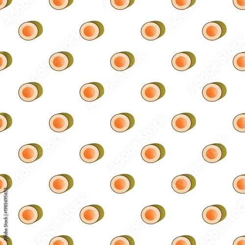 Sushi pieces forming a repeating vector illustration for food and catering designs