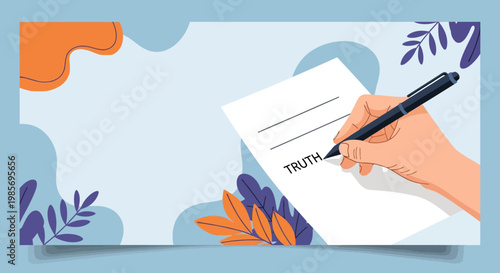 Hand Writing Truth on Paper for World Press Freedom Day Vector Background