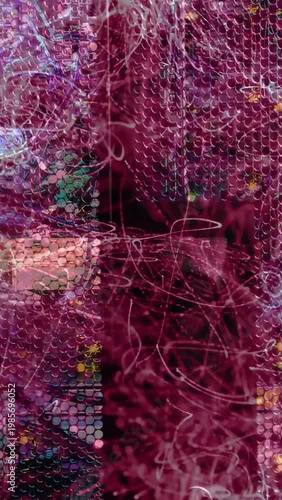 Vertical video: Mesh panel showing magenta smoke rising from lower-left, revealing handle for tech