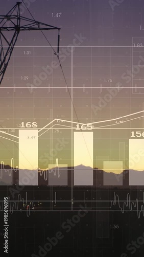 Vertical video: Data feed arriving, pale overlay animating bars over ridge, labels showing power