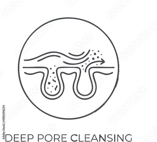 Deep pore cleansing illustration a black and white diagram of skin pores