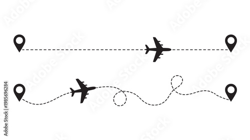 Airplane Flight Path Comparison: Straight vs Curved Routes for Travel