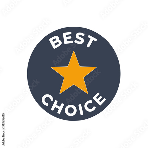 Minimal best choice badge icon with simple circular shape and star symbol. Clean flat SVG design ideal for product highlights, recommendations, quality labels, and UI selection systems.