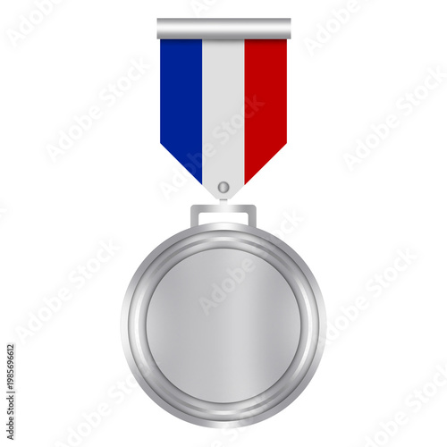 Luxury Silver Medal with Ribbon on Transparent Background – Award Badge for School Graduation, Sports Events and Corporate Awards, Certificate Seal Icon, Achievement Medal Clip Art PNG