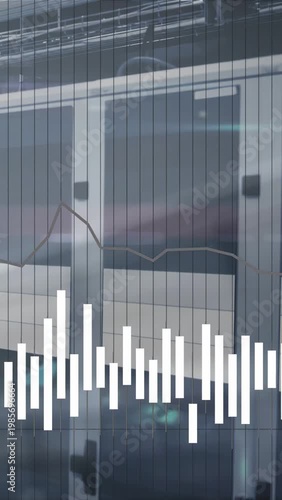 Vertical video: Train doors and windows showing EQ bars rising and falling, wave sweeping on sound