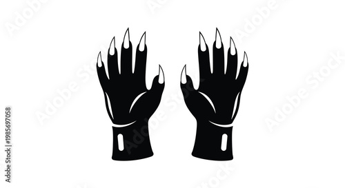 Two menacing clawed hands are depicted in a stark black design creating a dramatic silhouette high quality professional