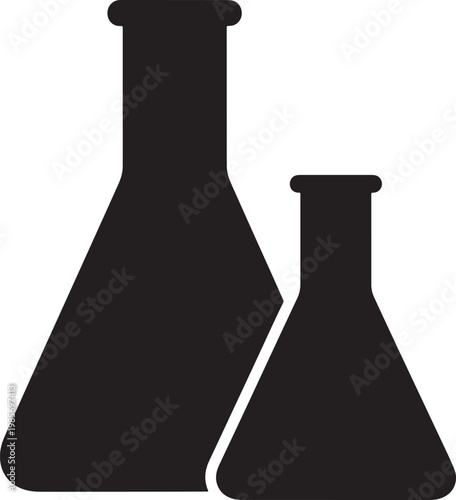 Two conical laboratory flasks for mixing and measuring liquids
