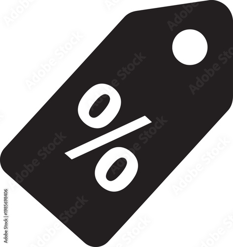 Discount percent sign on a tag icon symbol