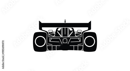 A striking black silhouette of a modern race car emphasizing aerodynamic design and speed silhouette high quality professional