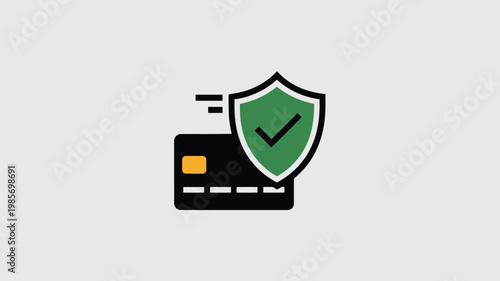 Secure Credit Card with Green Shield for Financial Protection