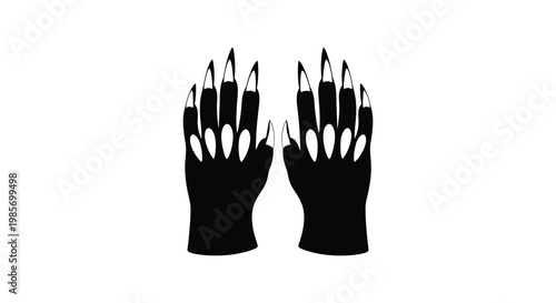 A stark depiction of two animal paws with sharp claws presented in a dramatic black silhouette high quality