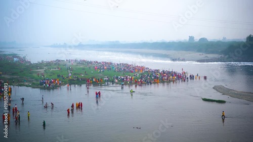 Chhath Puja at Kalindi Kunj, New Delhi, where devotees come together along the Yamuna River to offer prayers to the Sun God during sunrise and sunset