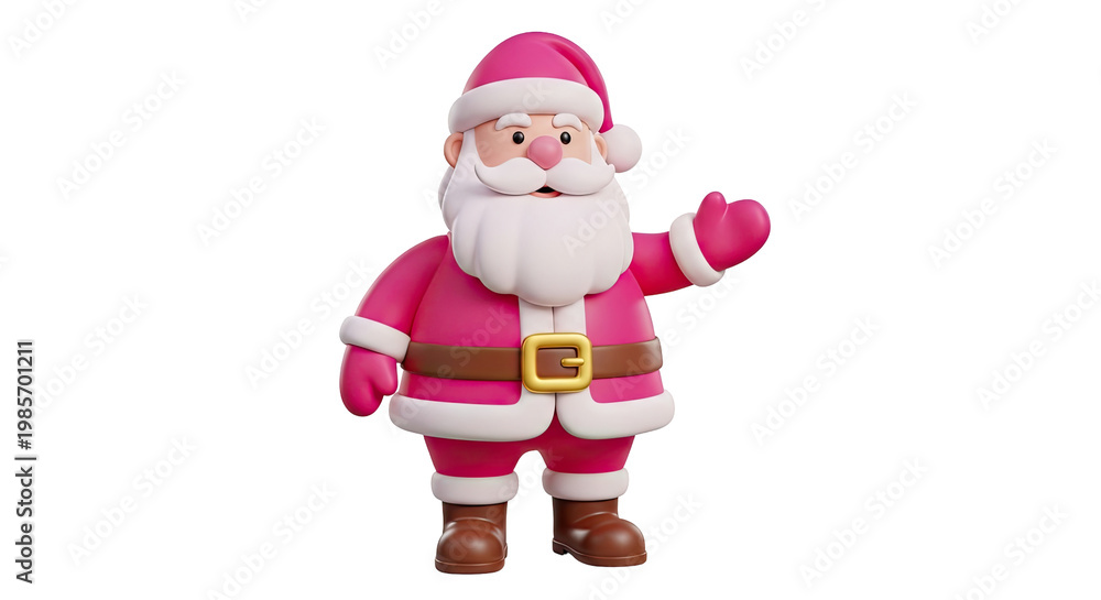 Fototapeta premium Pink Santa Claus Character Waving