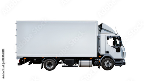 Quadro su tela White box truck with cargo container, isolated on transparent background