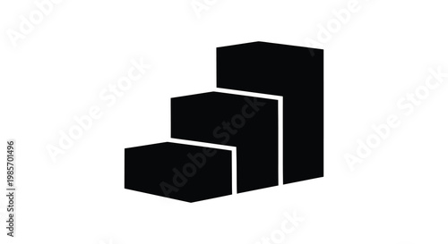 A minimalist depiction of stacked geometric blocks forming a descending step like structure a bold silhouette high quality