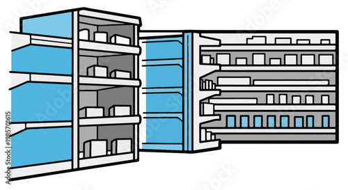 Two open refrigerators filled with various items
