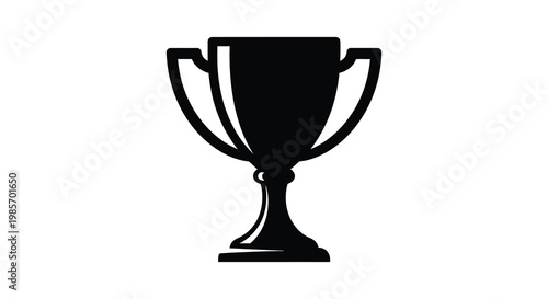 A striking black silhouette of a classic trophy cup symbolizing victory and achievement presented in profile silhouette