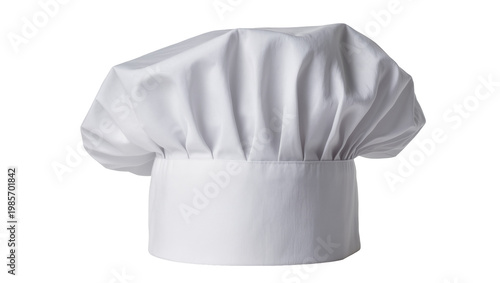 Fotografía White chef hat with pleated top, isolated on transparent background