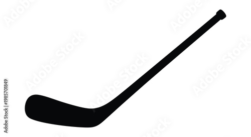 A striking black silhouette depicts a hockey stick showcasing its curved blade and shaft silhouette high quality professional