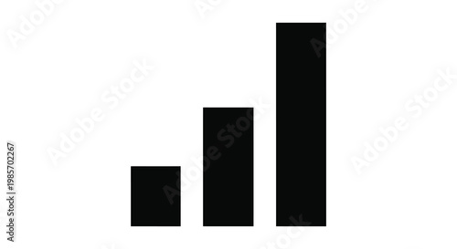 A simple graphic depicts three ascending rectangular bars against a white background creating a stark silhouette high quality