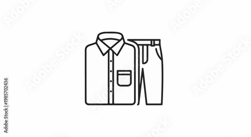A simple line art icon displays a collared shirt and pants
