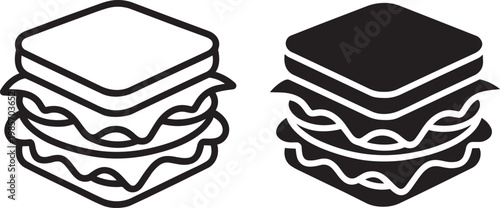Two sandwich icons, one outlined and one solid black, on a transparent