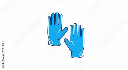 A pair of bright blue protective gloves with white outlines