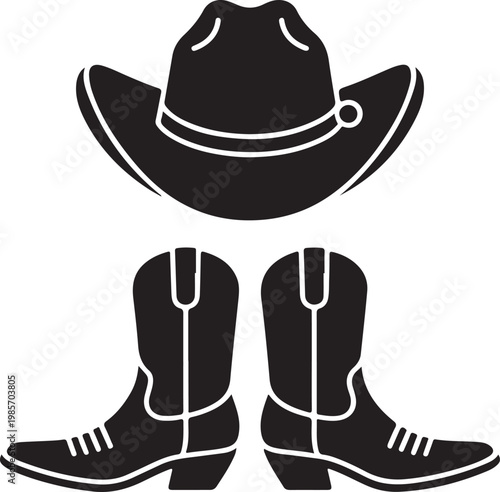 Cowboy hat boots icon