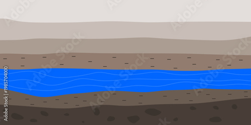 Soil and groundwater layers. Underground cross section